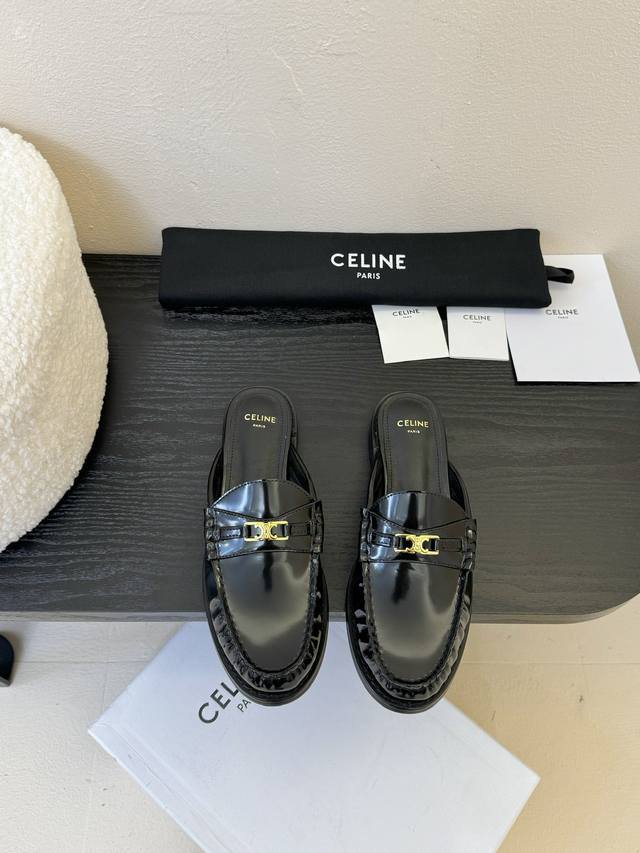 Celine Celine Loafers Caesar Buckle Series Casual Leather Shoes, Super Super Pop