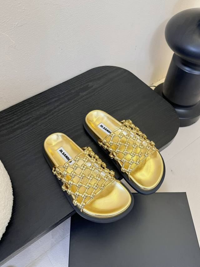 Jilsande* 25Ss Spring And Summer Braided Knot Hollow Slippers A Striking Design