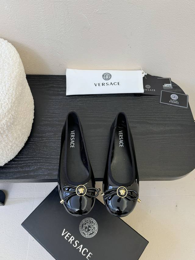 Versace Versace 2025 Spring And Summer New Bow Round Toe Mary Jane High Heels Mi