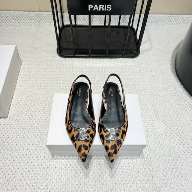 Factory: High Version Celine 2025Vs Summer Pointed Toe Sling Shoes. Paired With