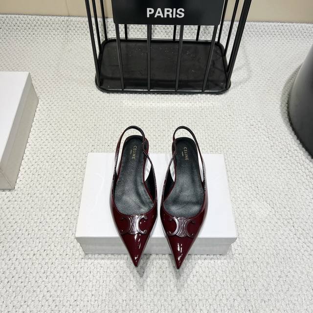Factory: High Version Celine 2025Vs Summer Pointed Toe Sling Shoes. Paired With