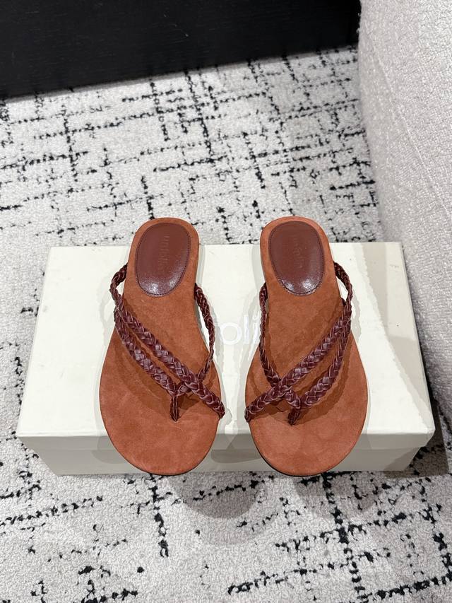 Unfolio Fashion Brand 25 Spring And Summer New Lines Minimalist Flat Flip Flops