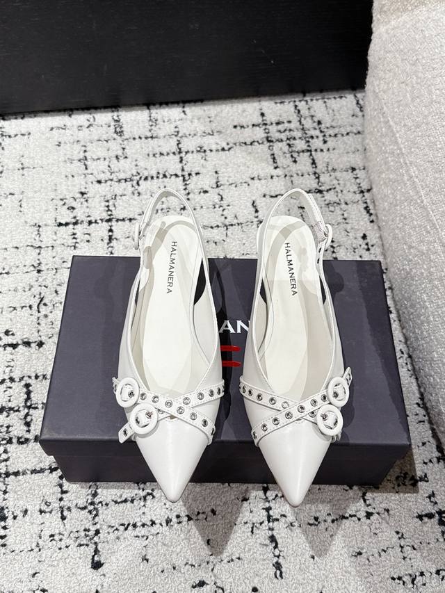 Halmanera 25 Spring And Summer New Cat Heel Pointed Buckle Back Sandals A Super