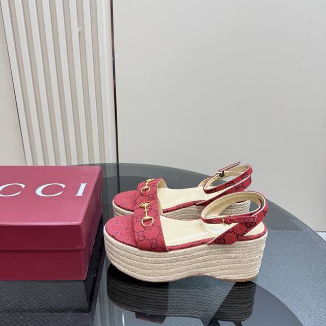 Gucc*25S Spring And Summer New Product Show Hemp Rope Sole Horsebit Buckle Old F
