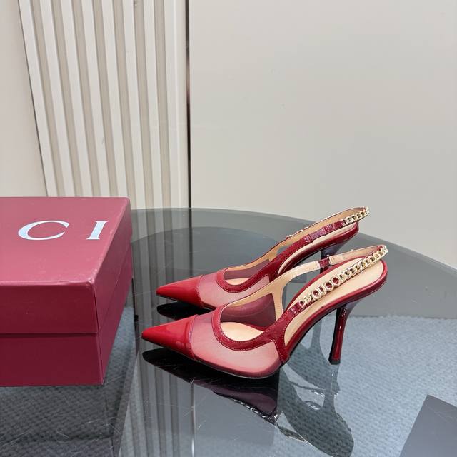Gucci 25S Spring And Summer New Double G Diamond Chain Buckle Strapless Sandals