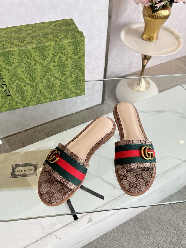 Factory P Rubber Sole, Leather Sole 25 New Gucci Webbing Double G Presbyopia Fla