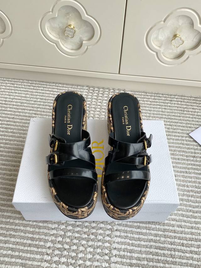 Dior Dior 25Ss Spring/Summer New D-Attitude Wedge Sandals With Platform Sandals