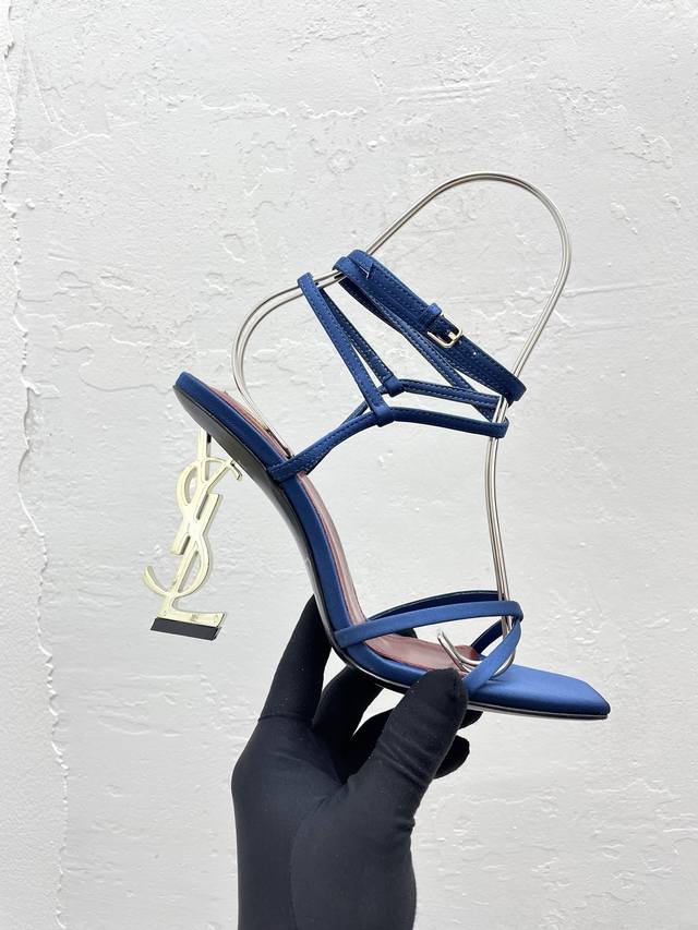 Saint Laurent 2025 Spring And Summer New Letter Heel High Heel Sandals Wild, Fre