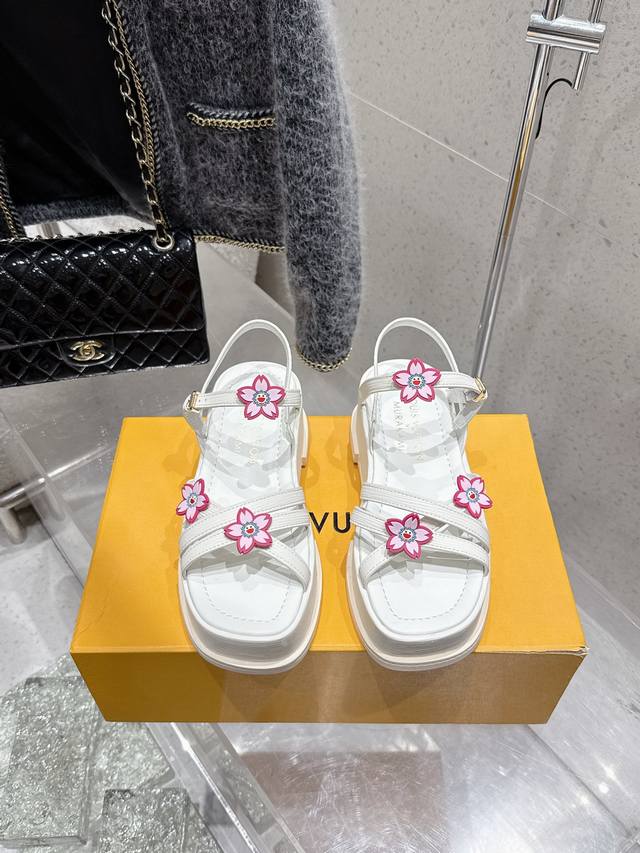 Top Version Louis Vuiteeon Lv Maya Flatform Sandals Waterproof Platform Thick-So