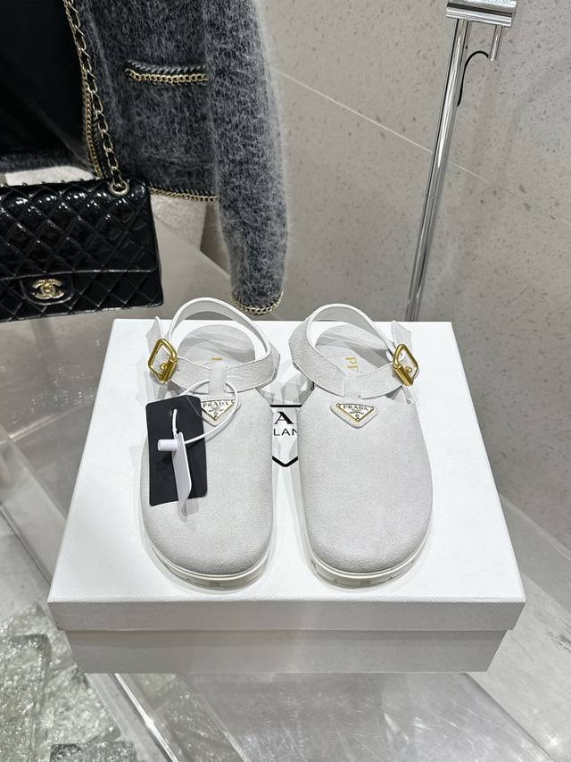Top Version Prada 2025 Spring And Summer New Sawtooth Roman Braided Thick-Soled