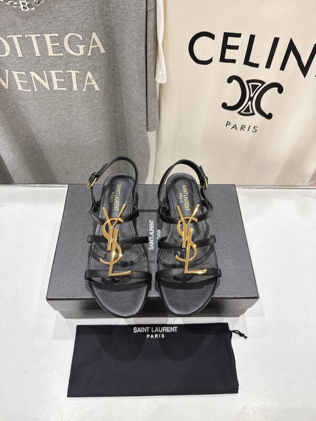 High Version Factory Saint Laurent*~Ysl 25Ss Summer New Catwalk Flat Sandals Bra