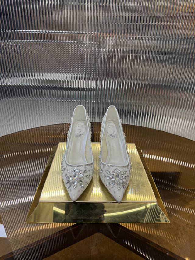 Rc 2025S Heavy Industry Rc Crystal Pearl Gem Lace High Heels Wedding Shoes Serie