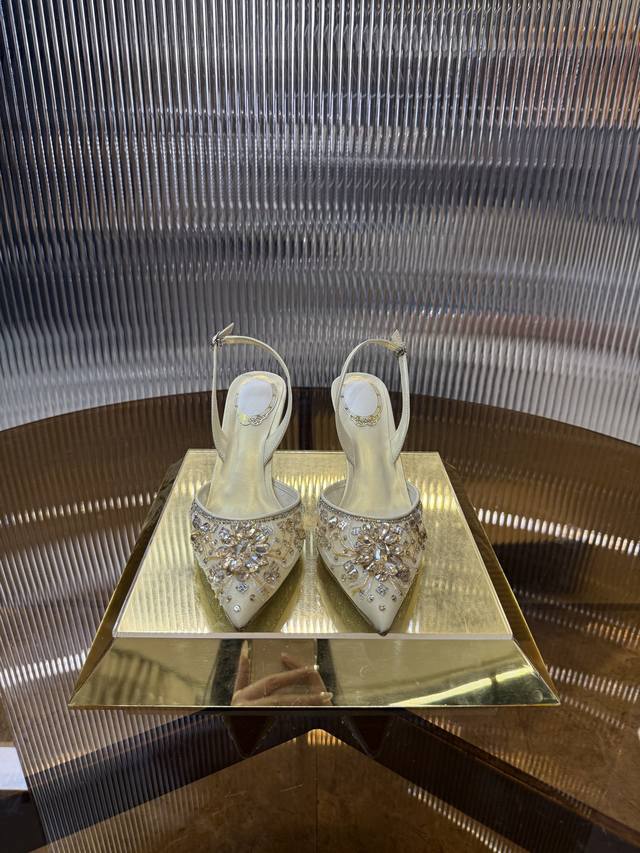 Rc 2025S Heavy Industry Rc Crystal Pearl Gem Lace High Heels Wedding Shoes Serie