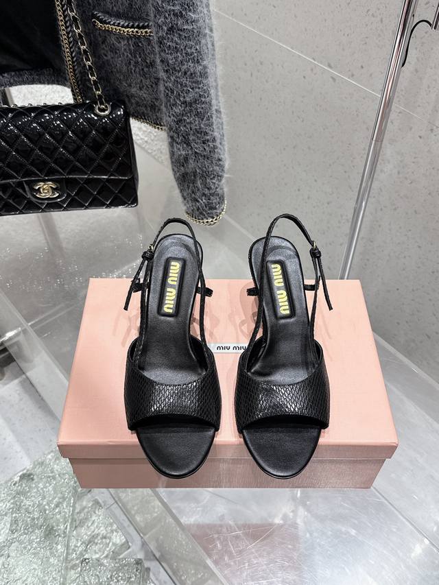 Miumiu Miu Miu 25 Spring And Summer New Simple Retro Lizard Pattern High-Heeled