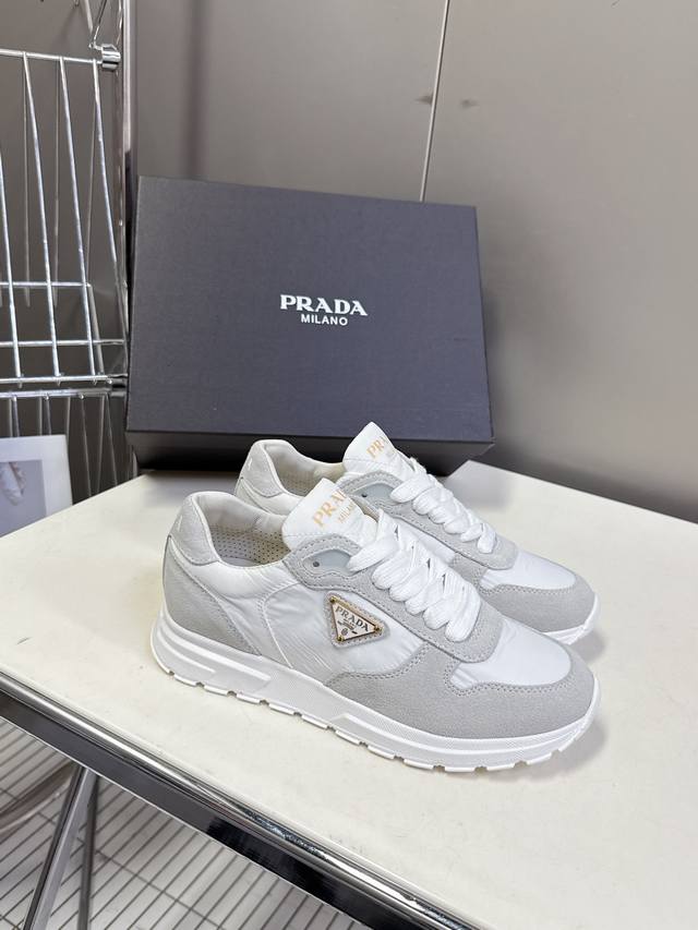 Prada Prada Spring And Summer New Triangle Logo Sports Shoes High Mercerized And