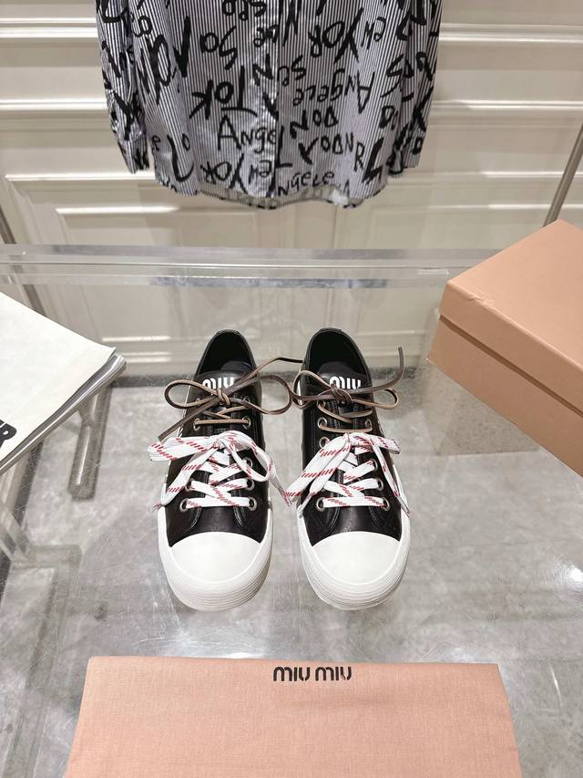 From Miumiu* Miu 2025 Lace-Up Canvas Shoes Dexun Shoes Casual Shoes This Lace-Up