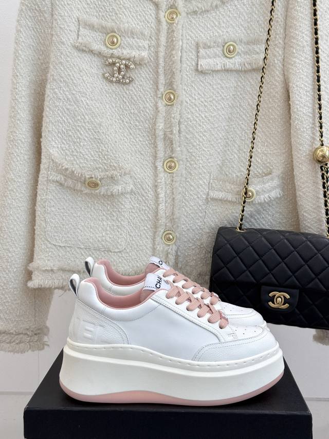 Factory Price Chane* Chance Classic Sports Thick-Soled White Shoes The Thick-Sol