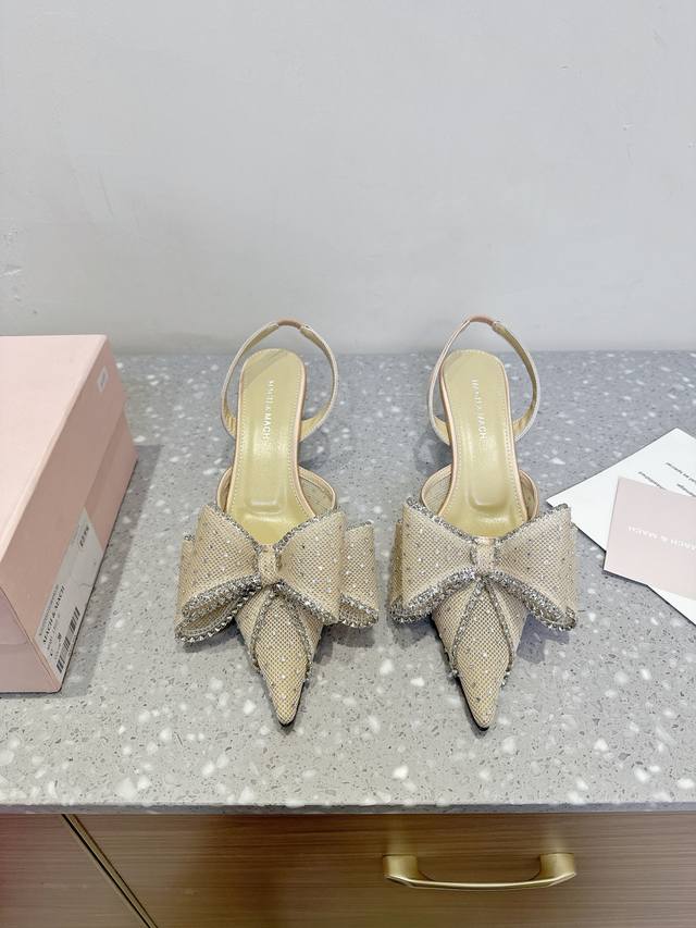 Mach &Mach 25Ss Spring And Summer New Mesh Rhinestone Bowknot Cat Heel Pointed S