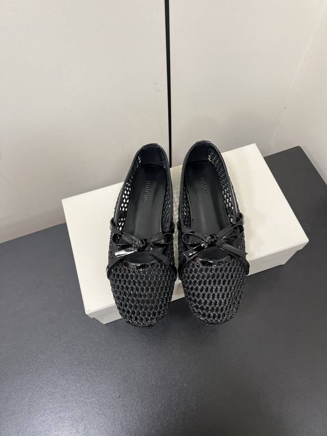 Unfolio 2025 | New Mesh Bow Mary Jane Half-Slippers Knitted Bow Single Shoes - U
