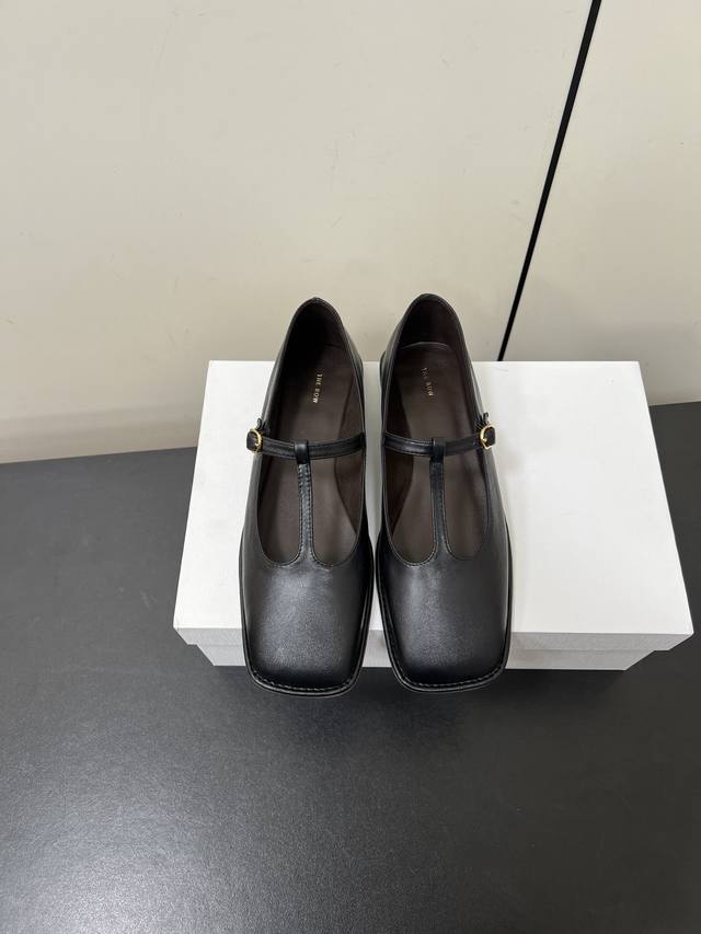 The Row 25 New Square Toe T-Strap Flat-Soled Mary Jane Two Pairs Of Golden Beaut