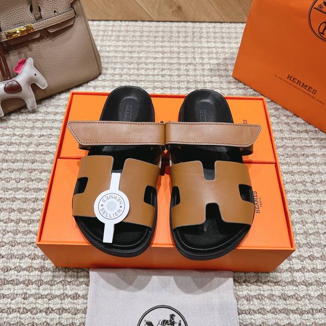 Couple's New Upgraded Version Of Erjiu Slippers Herm S Full Leather Series Offic