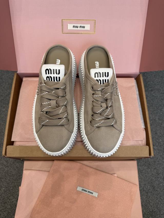 High-Quality Goods Miu Miu25Ss New Denim Jeans Height-Enhancing Thick-Soled Canv