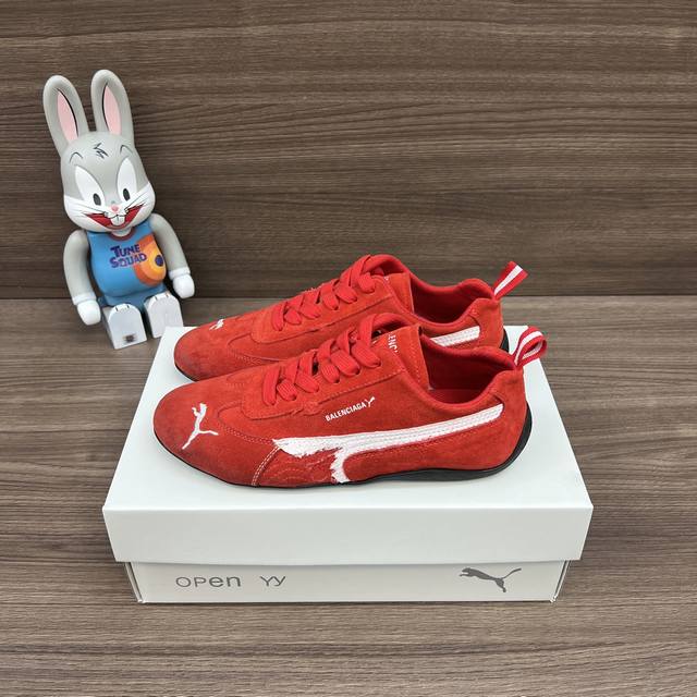 Top Version Balenciaga Paris Puma Speedcat Sneakers Red And White. Demna Designe