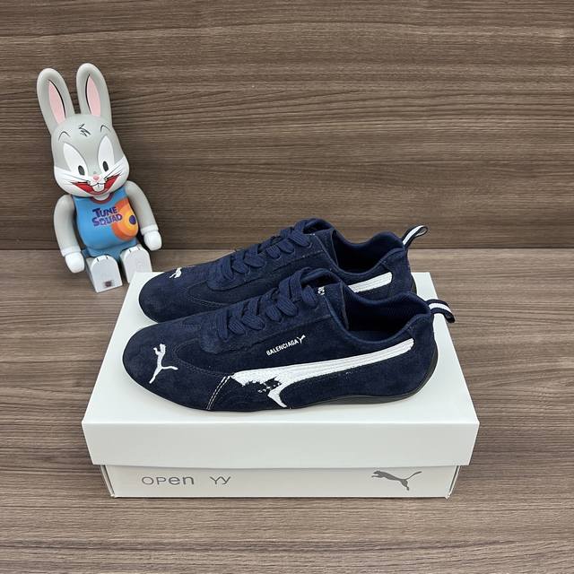 Top Version Balenciaga Paris Puma Speedcat Sneakers Dark Blue. Demna Designed Th