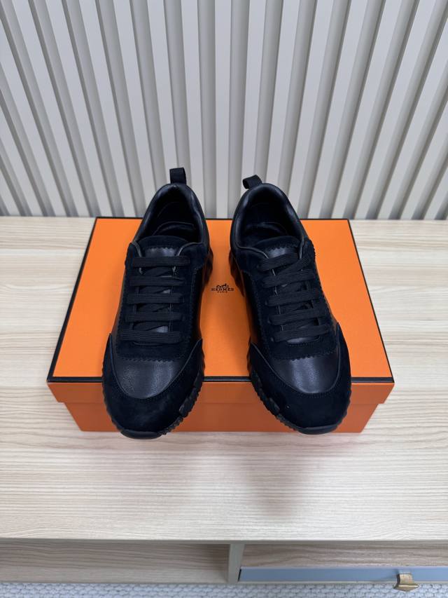 Hermes Hermes Top Version# Hermes H Classic Couple Casual Sports Shoes Calfskin