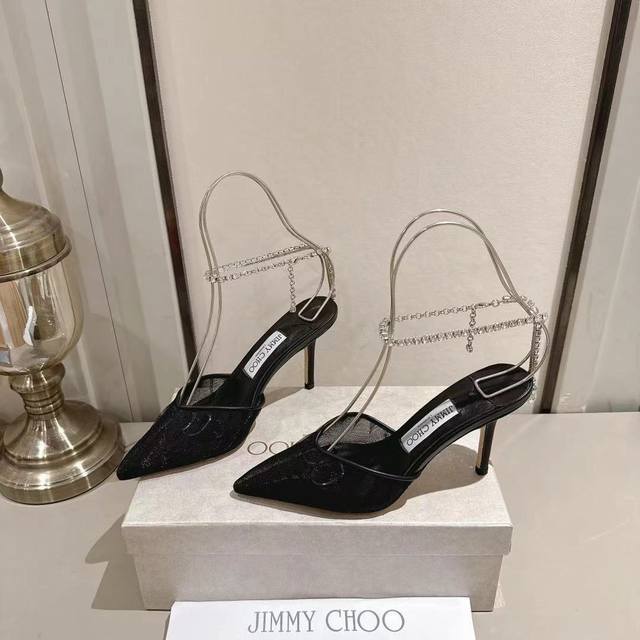 Jimmy Choo Jimmy Choo Mesh With Rhinestones New Style Decoration Generous And No