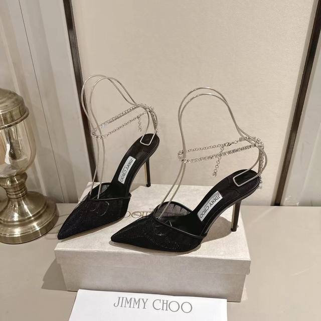 Jimmy Choo Jimmy Choo Mesh With Rhinestones New Style Decoration Generous And No
