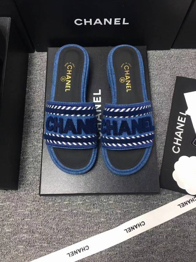 Chane* Chanel's New Spring And Summer Products Chunky Heel Embroidered Sandals C