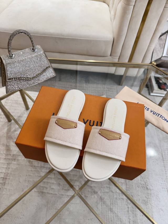 Lv Denim Jacquard Slippers, Factory Price P -43 Factory Price P Leather Sole