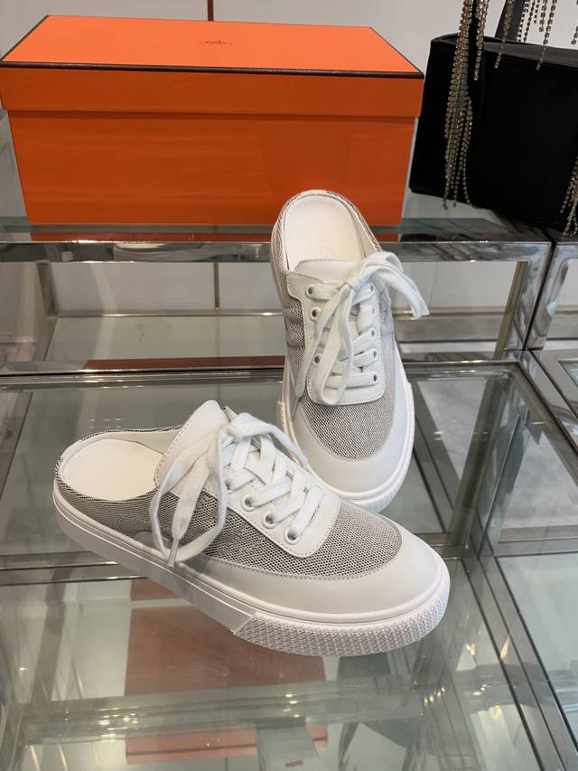 Hermes Hermes H-Lace-Up Slip-On Half-Slippers The Craftsmanship Is Extreme, And