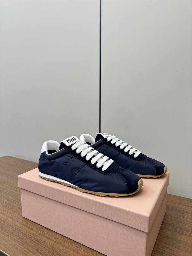 Top Version Miumiu Miu Miu Dexterity Shoes Chiffon Breathable Versatile Sneakers