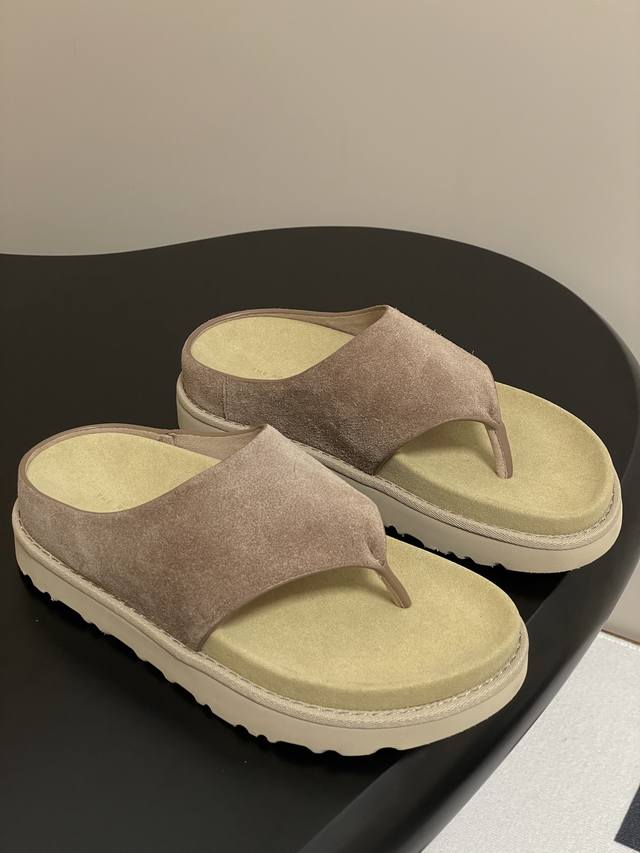 The Row 25 Spring And Summer New Simple Water Platform Flip-Flops Cow Suede Slip