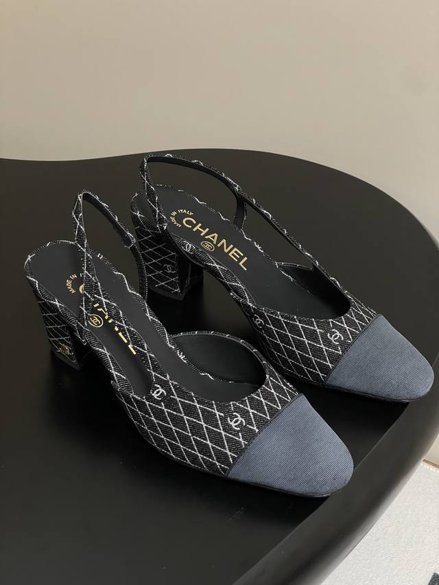 Latest Denim 25P Early Spring New Chanel Beautiful Denim Sling-Back Sandals With
