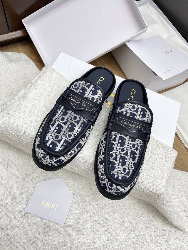 Top Version Dior 2025 Early Spring New Retro Half-Toe Dior Boy Wool Loafers Are