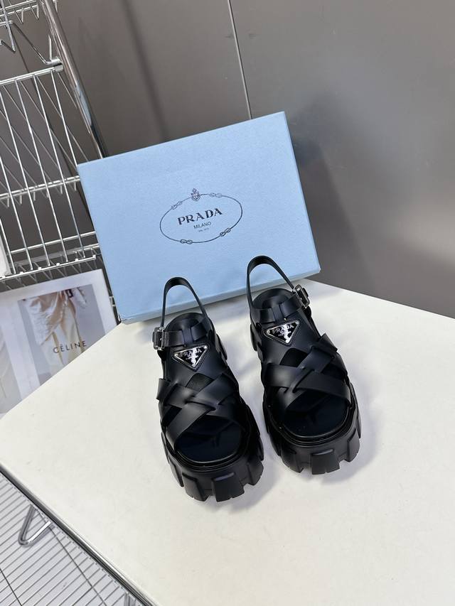 Prada Prada Sawtooth Thick-Soled Cross-Strap Sandals Are Recommended By Many Int