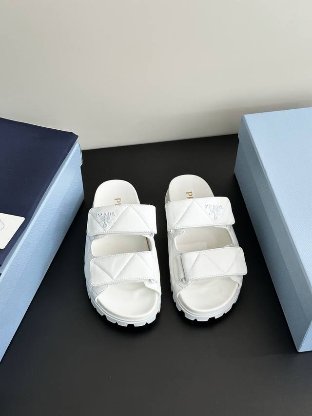 Men's And Women's Triangle Logo Flat Slippers Prada's Latest Flat Slippers Are C