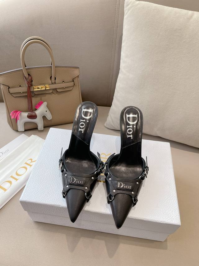 Dior Dior Early Spring New Pointed Mulle Slippers For Women Stars Same Width Cd