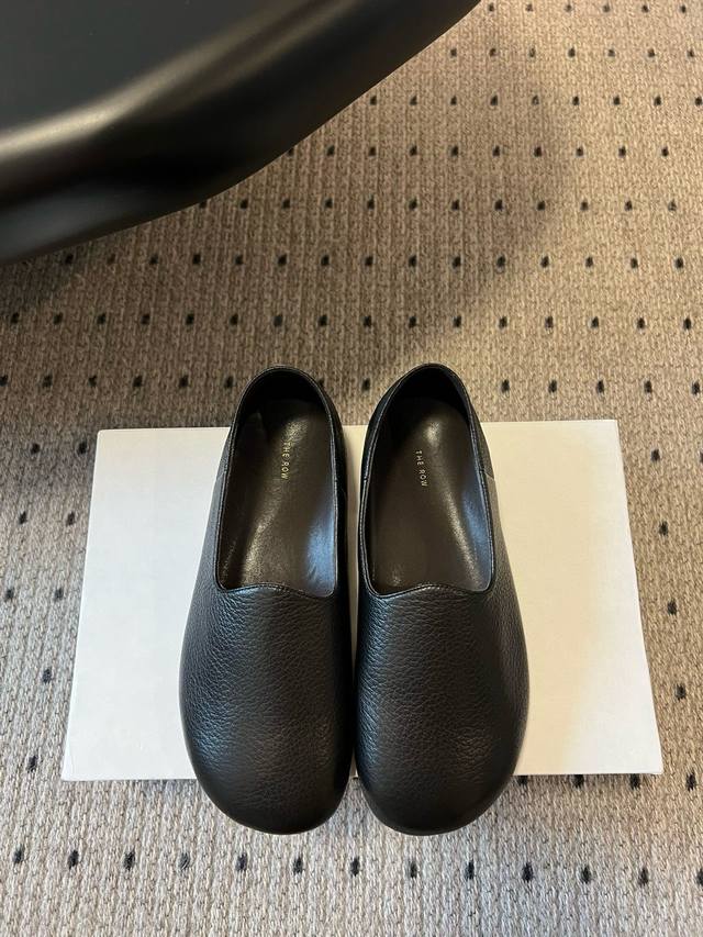 The Row Genuine Leather Round Toe Minimalist All-Match Flat Loafers The Most Com