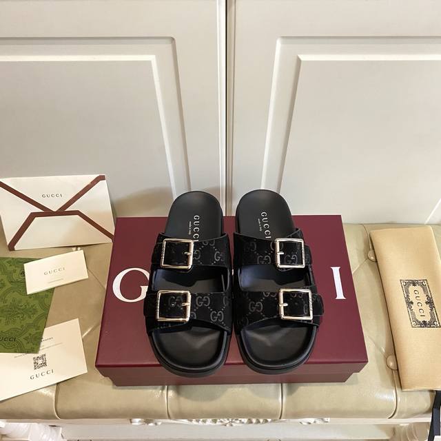 Factory Price P, Gucci New Style Slippers, Embossed Leather Surface, Sheepskin L