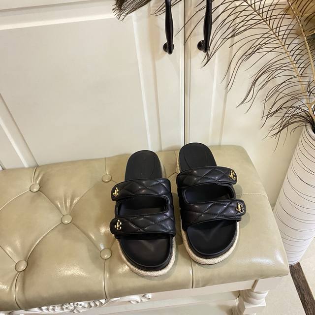 Factory Price P, Jimmy Choo New Slippers, Cowhide Surface, Sheepskin Lining, Dou