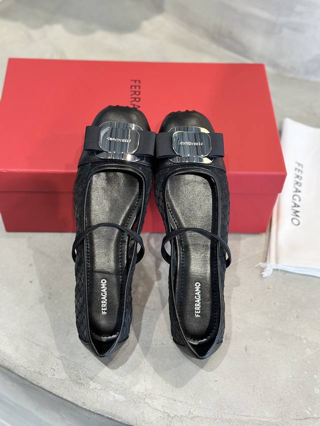 Factory Price Ferraga*O Fila*Mu Spring And Summer New Style Big Bow Lace Mesh Ma