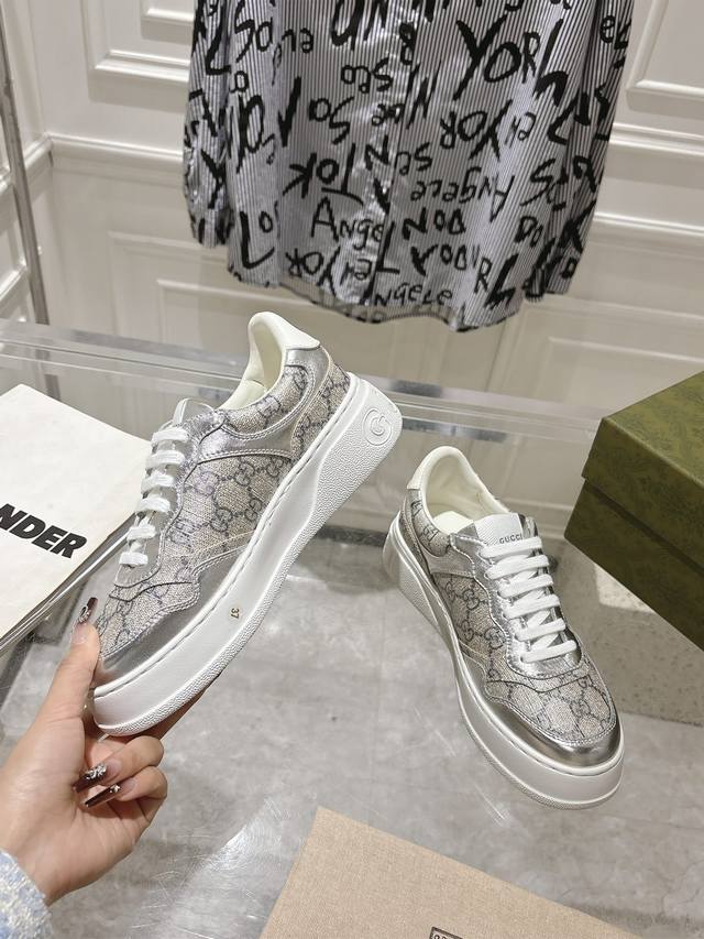 Factory Gucc Gucci 2025Ss New Series Of Sports Shoes, Thick-Soled White Shoes, C