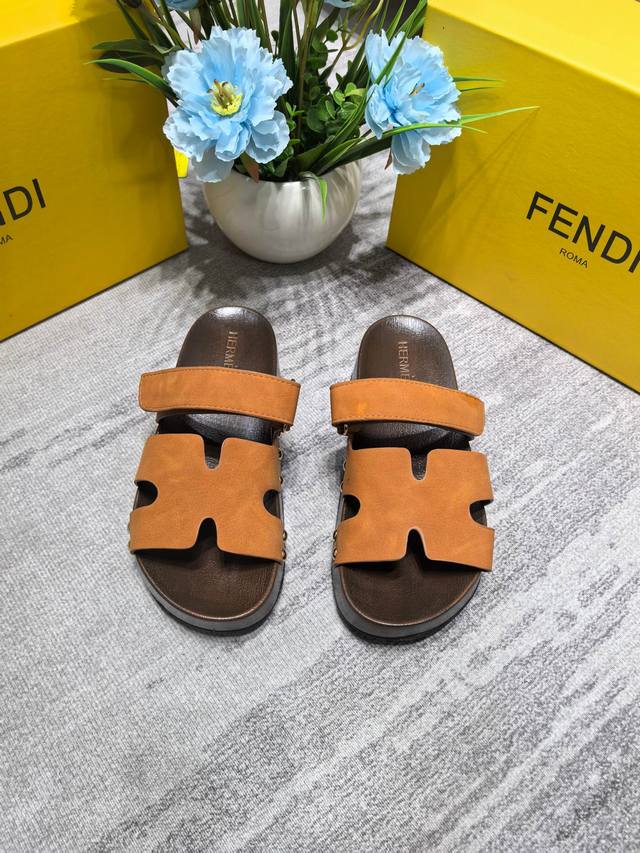 Orange Factory Price P Hermes Spring And Summer New Thick-Soled Velcro Sandals S