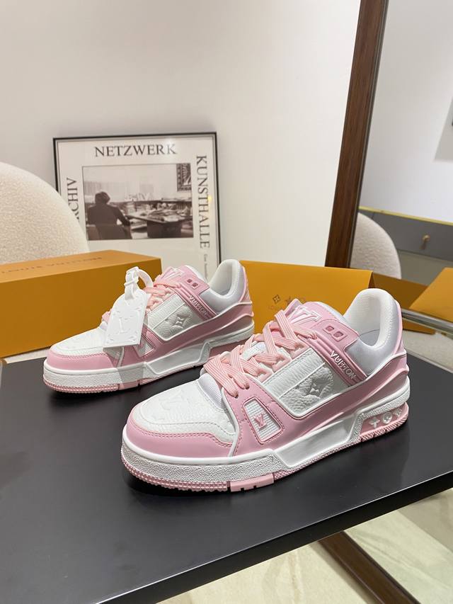 Orange Factory Price P Louis Vuitton Lv Trainer Couple Sports Shoes Casual Retro