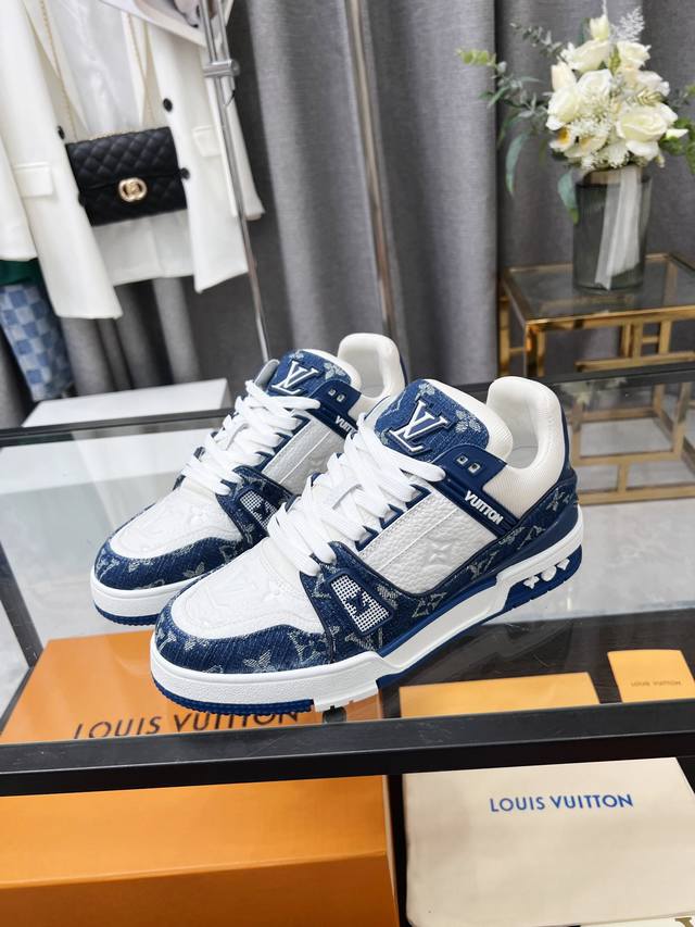Orange Factory Price P Louis Vuitton Lv Trainer Couple Sports Shoes Casual Retro