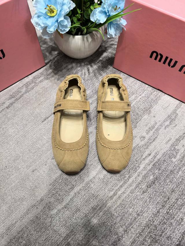 Orange Factory Price P Miumiu Spring And Summer New Single-Strap Flat Shoes Ball